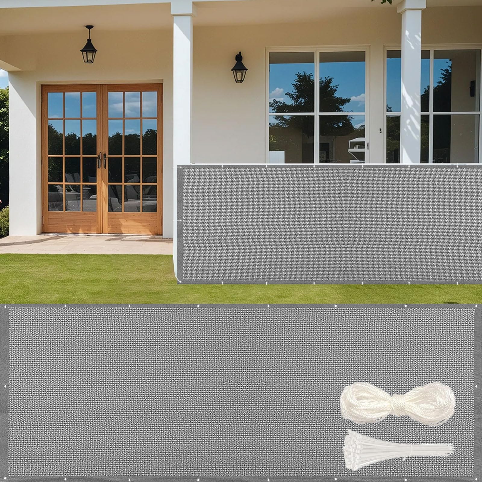 Brise vue 115 x 820 cm en HDPE gris clair GUOJUN