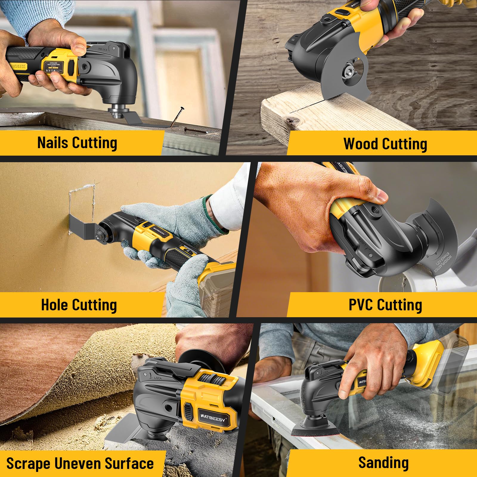 Multiherramienta oscilante para batería Dewalt de 20 V máx.: herramienta oscilante inalámbrica - 6 velocidades variables 21000 OPM | Motor sin escobillas | Cuchillas de corte de madera y almohadilla