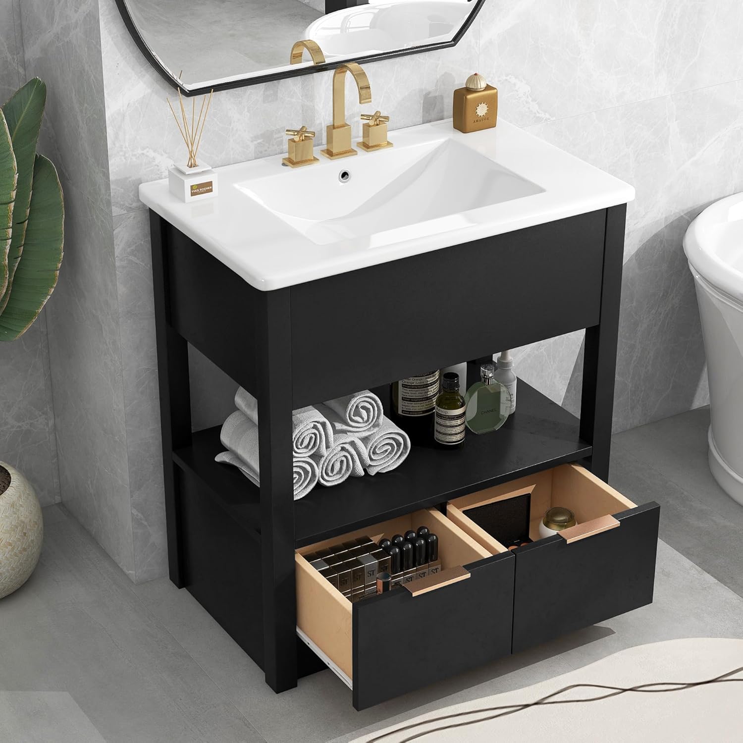 Amazon.com: Harper & Bright Designs 30" Bathroom Vanity with Sink, Free ...