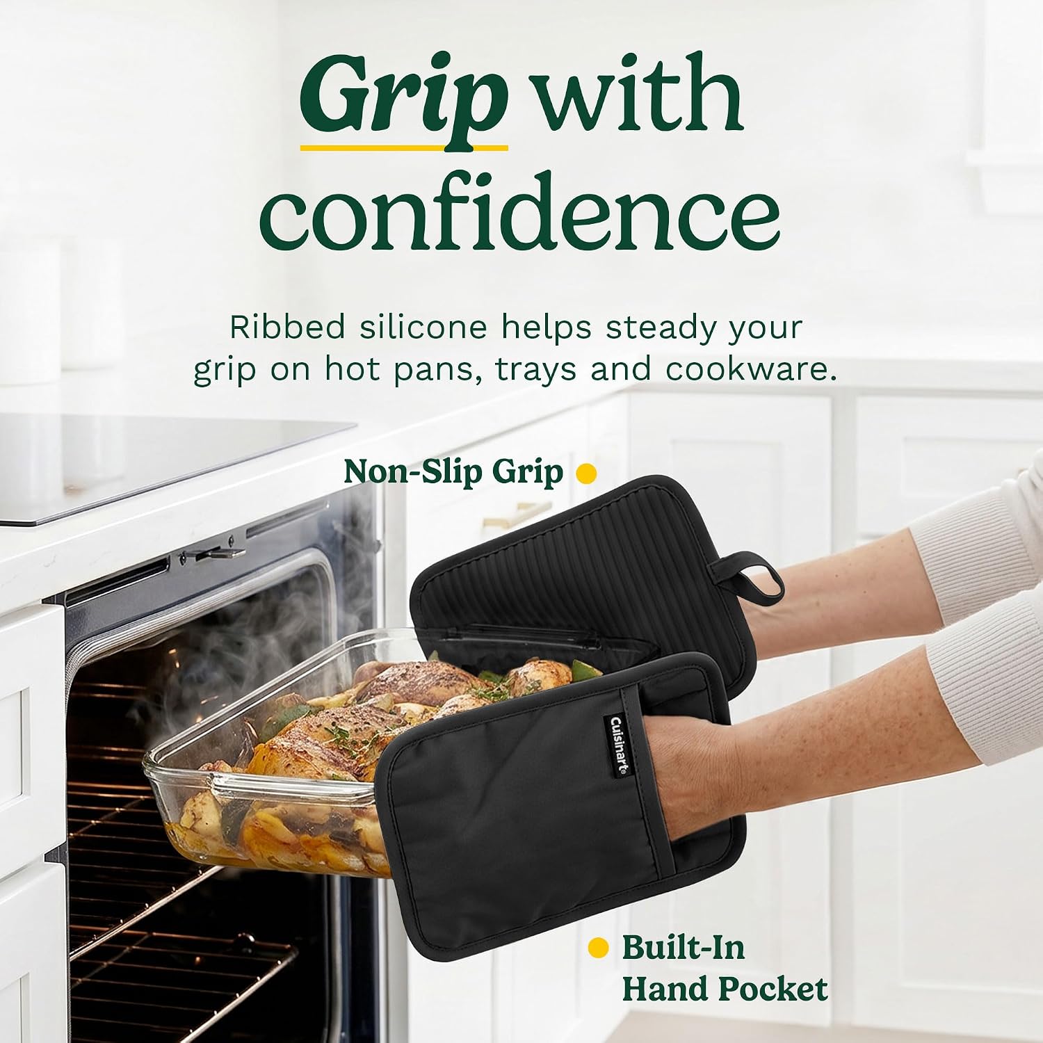 Cuisinart Silicone Pot Holders, Set of 2 7"x9", Heat Resistant 500F