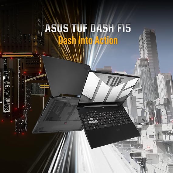ASUS TUF Dash 15 (2022) Gaming Laptop, 15.6 144Hz FHD Display, Intel Core i5 12450H, GeForce RTX 3050 Ti, 8GB DDR5, 512GB PCIe SSD, Thunderbolt 4, Wi-Fi 6, Windows 11 Home, Off Black, FX517ZE-RS51