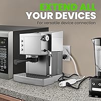 Vista 6 de GEARit Cable de extensión de enchufe plano giratorio de 360° (4.57 m, blanco) Extensión múltiple de 3 tomas de corriente, cable de 16 AWG, adaptador