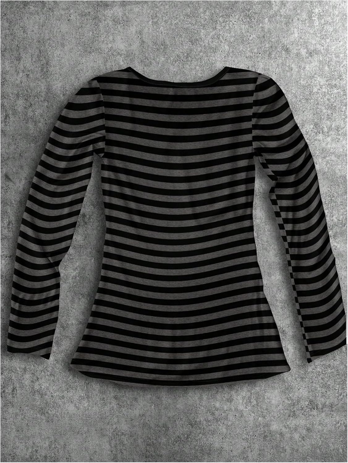 Women's Striped T Shirts Long Sleeve V Neck Y2K Tee Tops Retro Gothic Clothes - Image 2