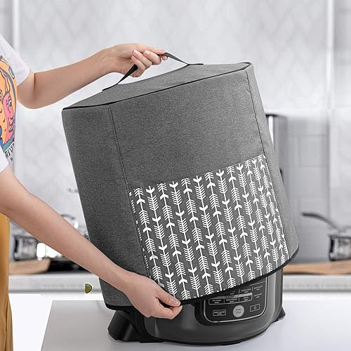 Vista 6 de Yarwo Cubierta para olla a presión compatible con Ninja Foodi de 6.5 cuartos y 8 cuartos de galón, cubierta antipolvo para electrodomésticos Gris