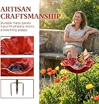 Handmade Metal Flower Garden Stake with Bird Bath & pollinator Water Station, 2026 New Bee Bath for Garden Metal Bee Water Feeder with Flower Design for Outdoor Yard Decor (Red-2PCS)
