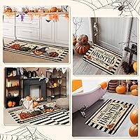 Vista 7 de Juego de 2 tapetes de cocina de Halloween, hogar encantado para el hogar, tapete de cocina de Halloween, decoración de cocina de Halloween