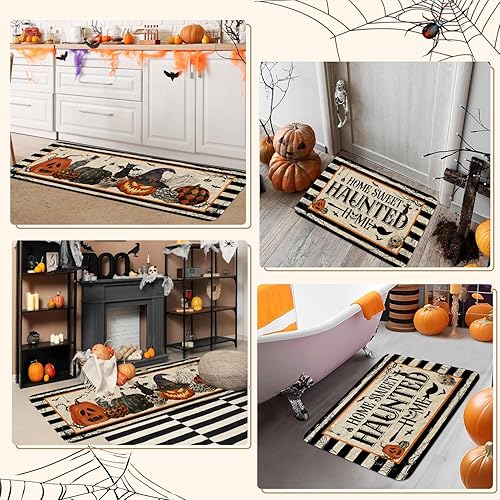 Miniatura 7 de Juego de 2 tapetes de cocina de Halloween, hogar encantado para el hogar, tapete de cocina de Halloween, decoración de cocina de Halloween,
