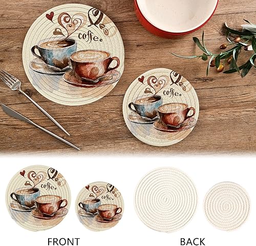 Miniatura 4 de Boccsty Salvamanteles de café caliente para ollas y sartenes calientes, soportes para ollas de corazón, 2 almohadillas calientes, soporte para ollas