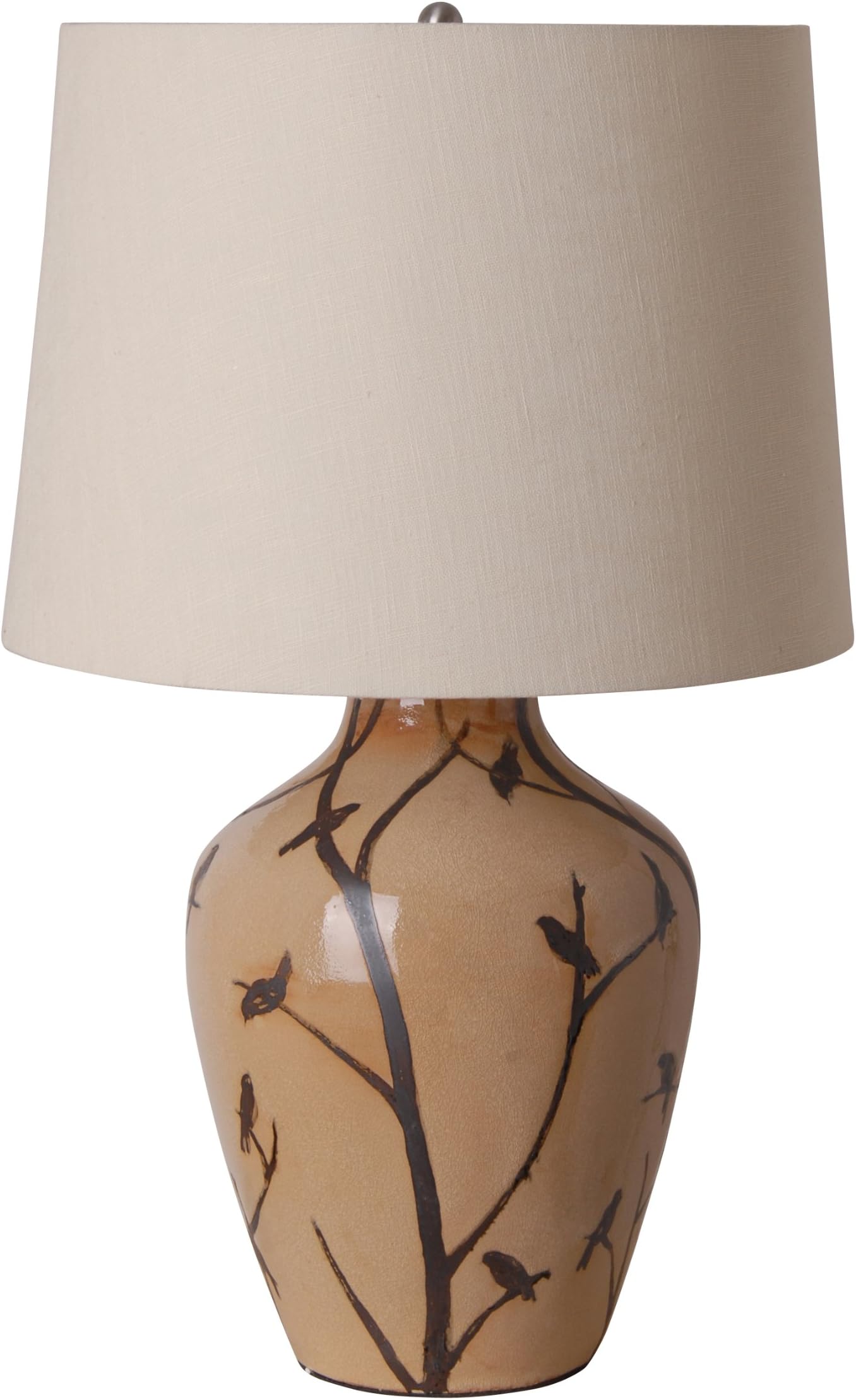 Catalina 17913-000 3-Way 23-3/4-Inch Beige Ceramic Pot Table Lamp, Light Chocolate Shade, Espresso
