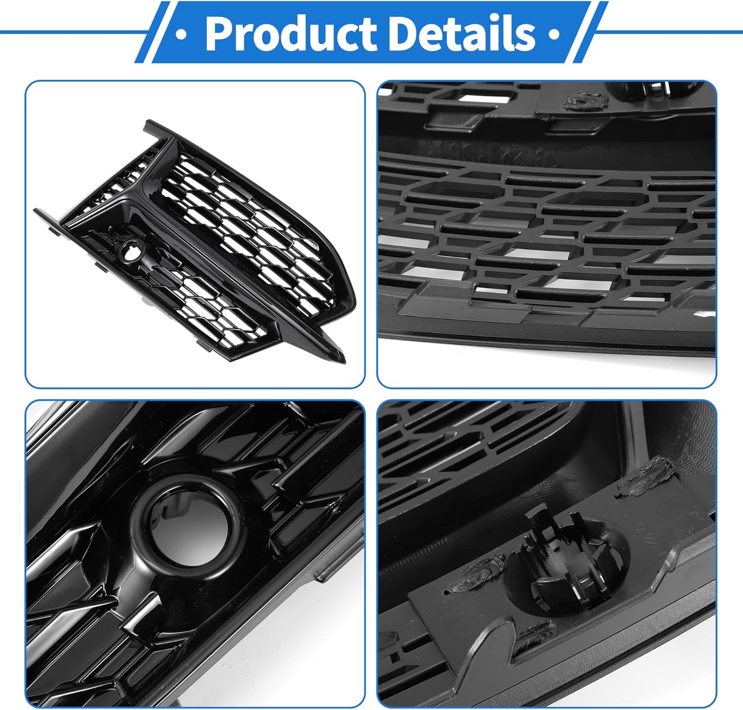 Fog Light Grill Front Lower Bumper Fog Light Cover Inserts No.4K0807151A/4K0807152A for Audi A6 2019-2023 Black ABS 1 Pair Front Left Front Right Car - Image 4