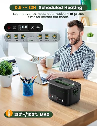 Miniatura 5 de Fiambrera eléctrica inalámbrica para adultos, 5 tazas1.2 L, lonchera calentada con batería, 100 W, 24000 mAh, calentador de alimentos autocalentable