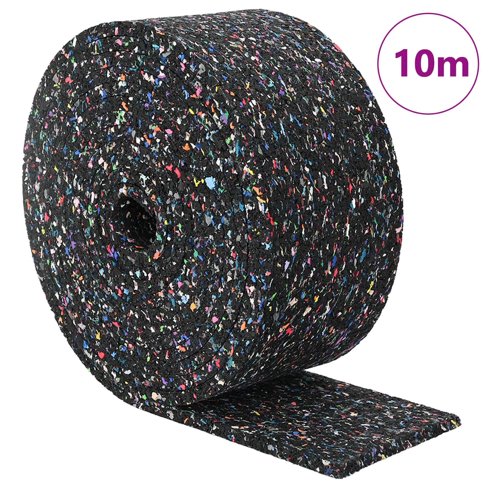 Gummigranulat-Rolle 10m x 10cm x 8mm, Elastische Bodenmatte für Büro und Wohnbereich, rutschfeste Unterlage für Heimwerkstatt und Fitness
