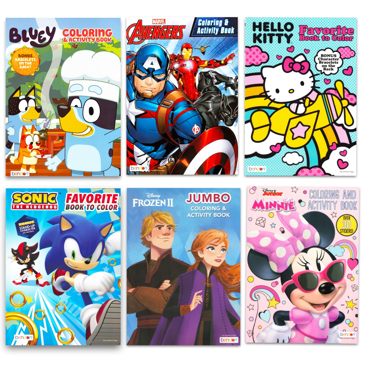 Malbücher für Kinder im Alter von 4–8 Jahren, 24 lizenzierte Malbücher für Jungen, Mädchen, Bündel mit Seiten in voller Größe, Buntstiften, Aufklebern, Spielen, Puzzles und mehr (keine Duplikate), 24