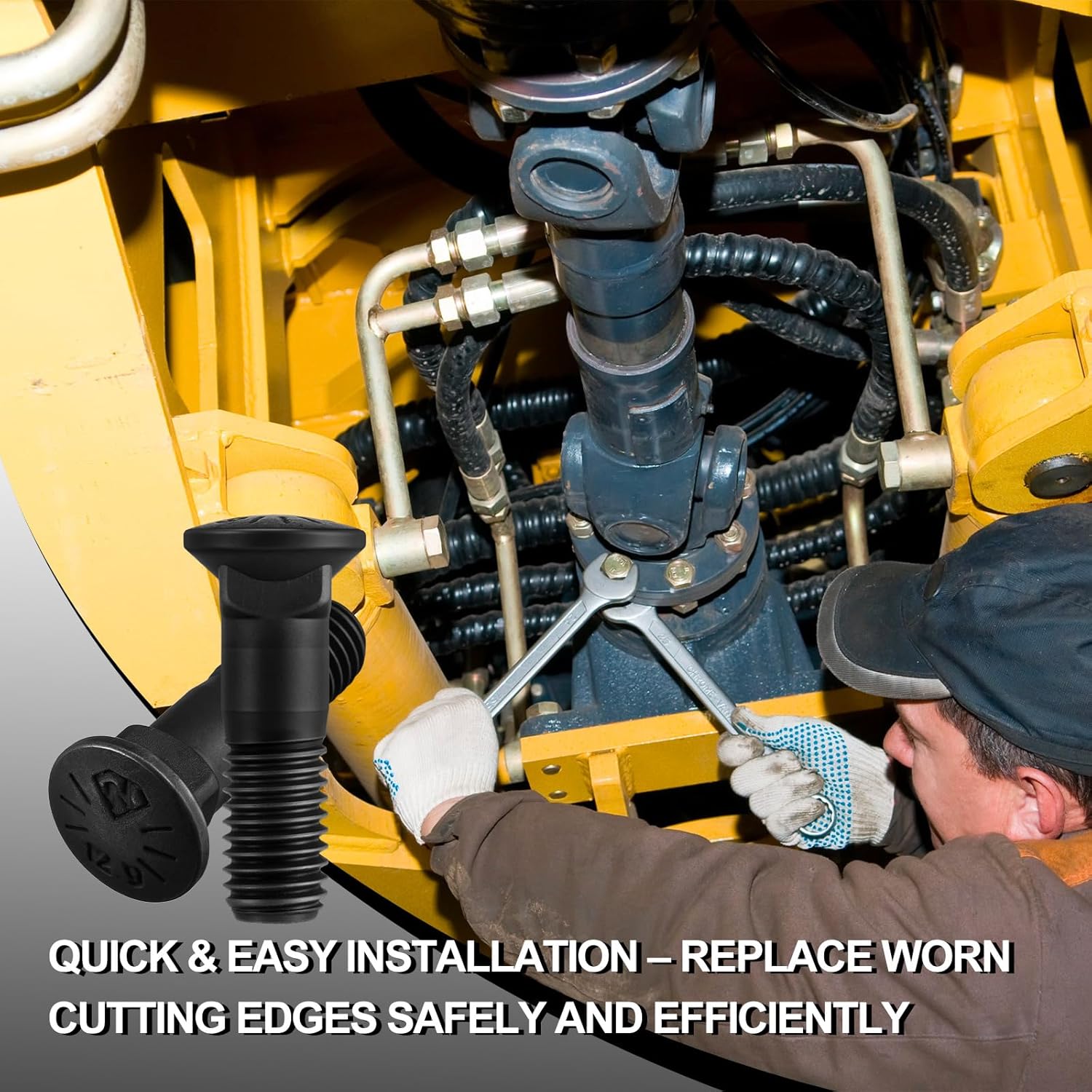 Hicarer 16 Pcs 5/8 Cutting Edge Bolts Bucket Cutting Edge Grader Blade Bolt Nuts 5/8"-11 x 2-1/4" Compatible with Snow Plow Parts Accessories Construction Machinery