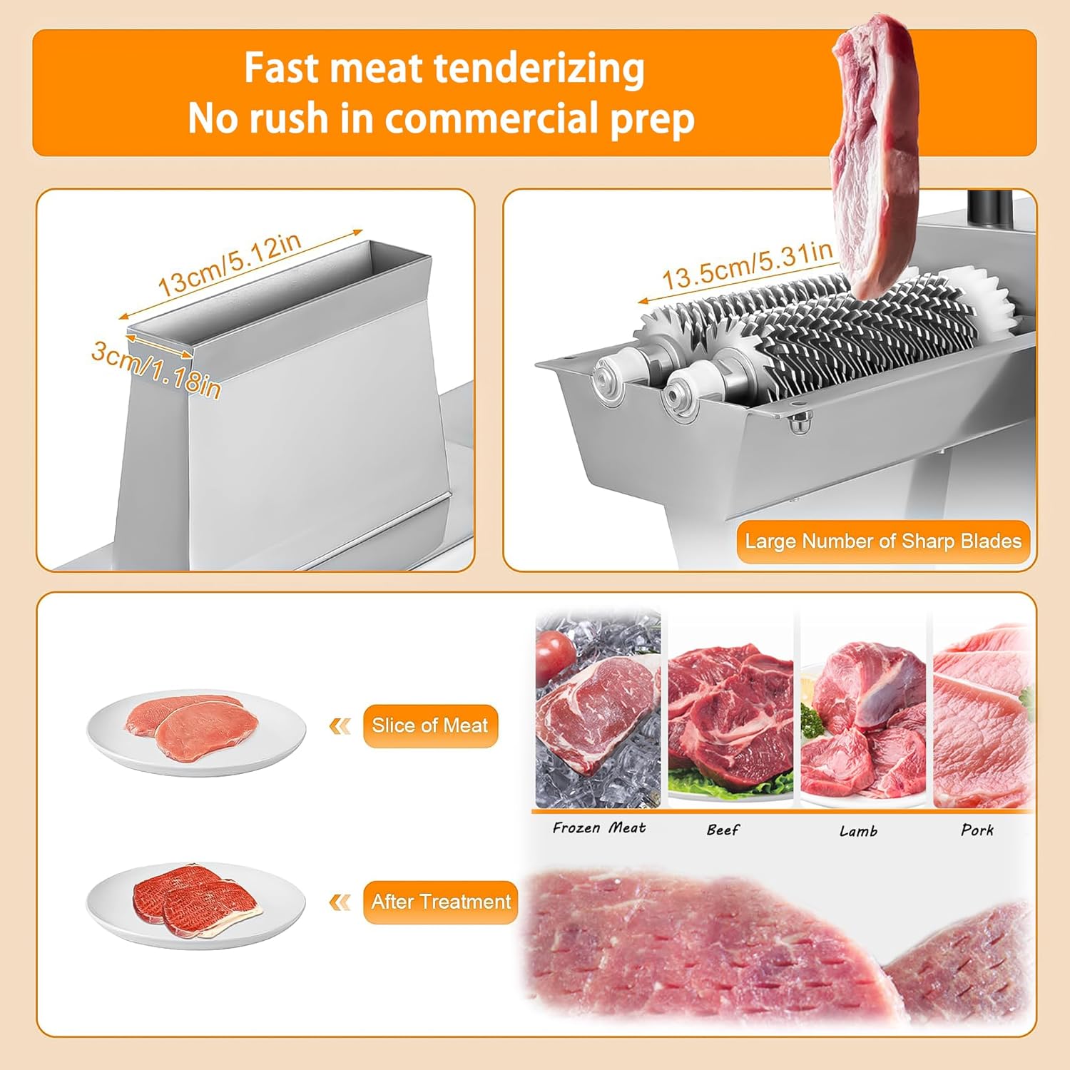 Commercial Meat Cuber Tenderizer Machine 110V 450W Heavy Duty Electric, Food Grade 304 Stainless Steel for Beef Steak Pork Chicken Mutton, Professional Kitchen Equipment
