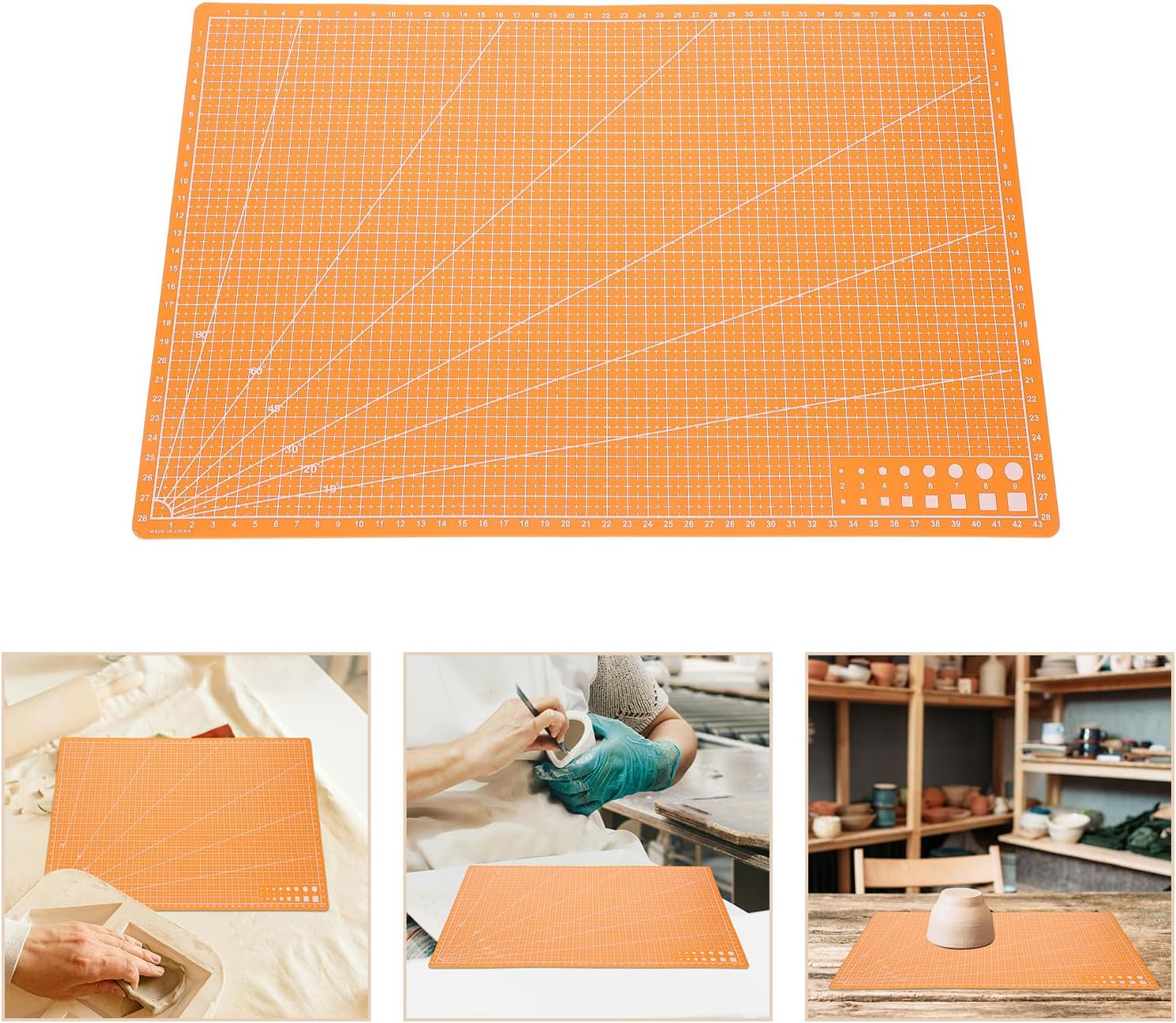 Double-sided Plastic Engraving Cutting Mat A3 45×30cm Orange for Sewing Quilting Crafts and Art Projects