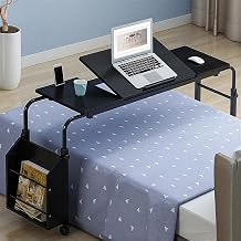 CuisinSmart 31.5 in Overbed Table with Wheels, Bed Table with Adjustable Tilt Board and Wheels, Eating Desk, Cross-Bed Desk for Home, Hospital, Black