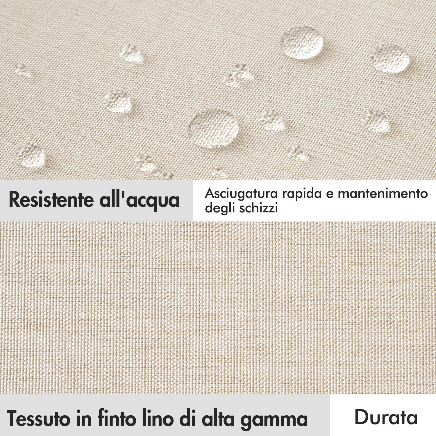 MIULEE Tenda da doccia in lino ondulato 180x200 cm Beige, tende da doccia impermeabili per hotel di lusso, tenda da bagno in tessuto lavabile antimuffa con 12 ganci in metallo.