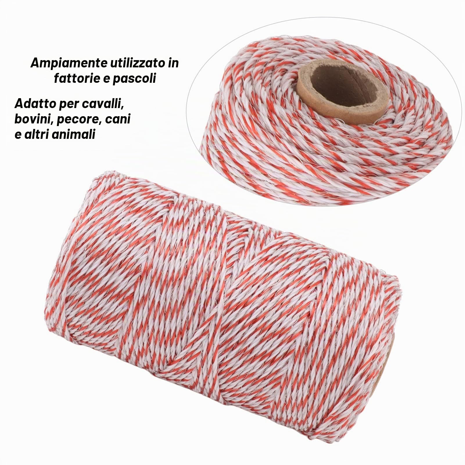 Recinto Elettrico Polywire, Filo di Acciaio Inossidabile Corda per Recinto Elettrico, Forte conduttività Resistenza alla Corrosione Filo per Recinto Elettrico per Cavalli, Bovini
