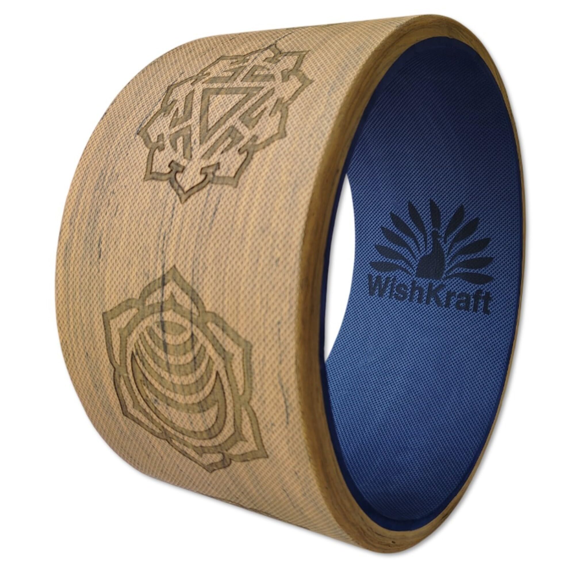WishKraft WIDE Yoga Wheel Roller 13 x 6.25 inch [Teak Brown - 7 Chakras] for Back Bends, Stretching & Flexibility | Eco-Friendly, Non-Slip & Sweat Resistant
