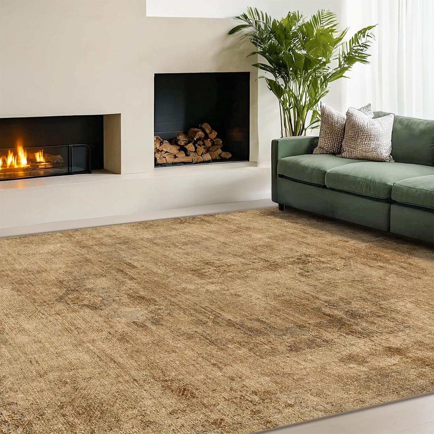 Tapis clean girl beige vintage et marron 120x185 pour deco chambre