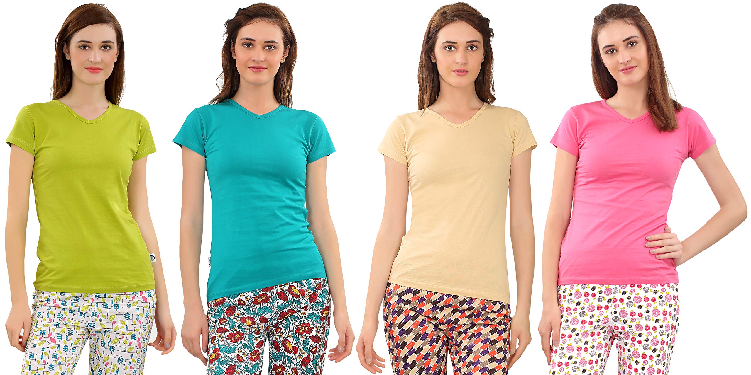 Zebu Women's Cotton Plain Top (X-Large)- Pack of 4-picture-39