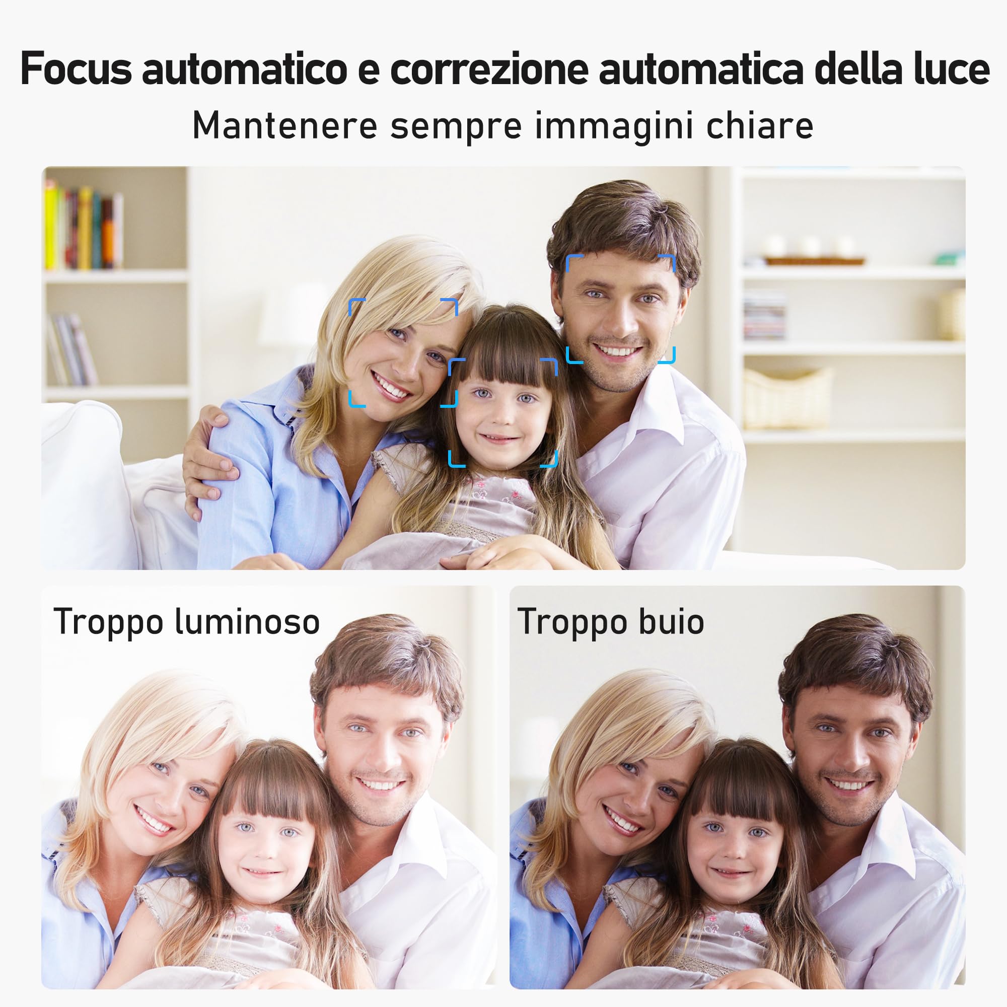 W8LS Webcam 4K 30FPS con luce LED, microfono con cancellazione del rumore, autofocus, correzione della scarsa illuminazione, FOV 78°, copertura privacy e treppiede, plug play per Windows, Mac