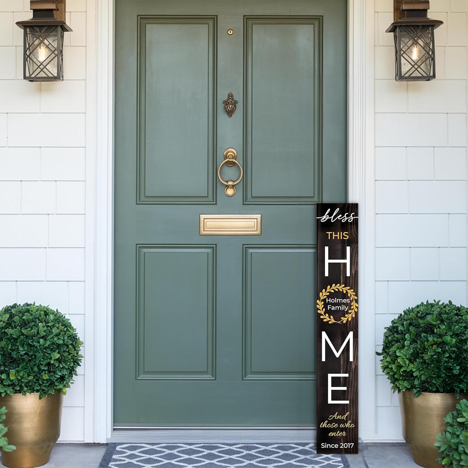4th of July Welcome Sign for Front Porch, Patriotic Welcome Home Sign, Rustic Welcome Home Decorations for Outdoors, 48x8" PVC Sign (2) (Design Y)