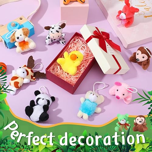 Miniatura 5 de Sasylvia 300 piezas de mini juguetes de peluche a granel llavero decoración de 2.4 pulgadas pequeños juguetes de animales pequeños juguetes de