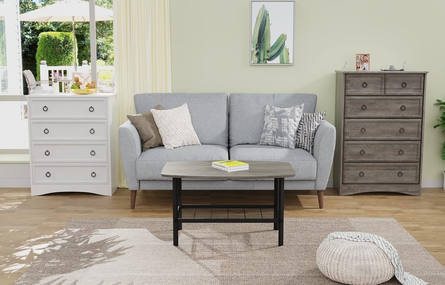 LGHM Modern Dressers for Bedroom with 6 Drawers, 6 Drawer Dresser, 44.33" Tall Chest of Drawers Closet Organizers & Storage Clothes - Easy Pull Handle, Textured Borders for Living Room, Hallway, Gray - Image 5