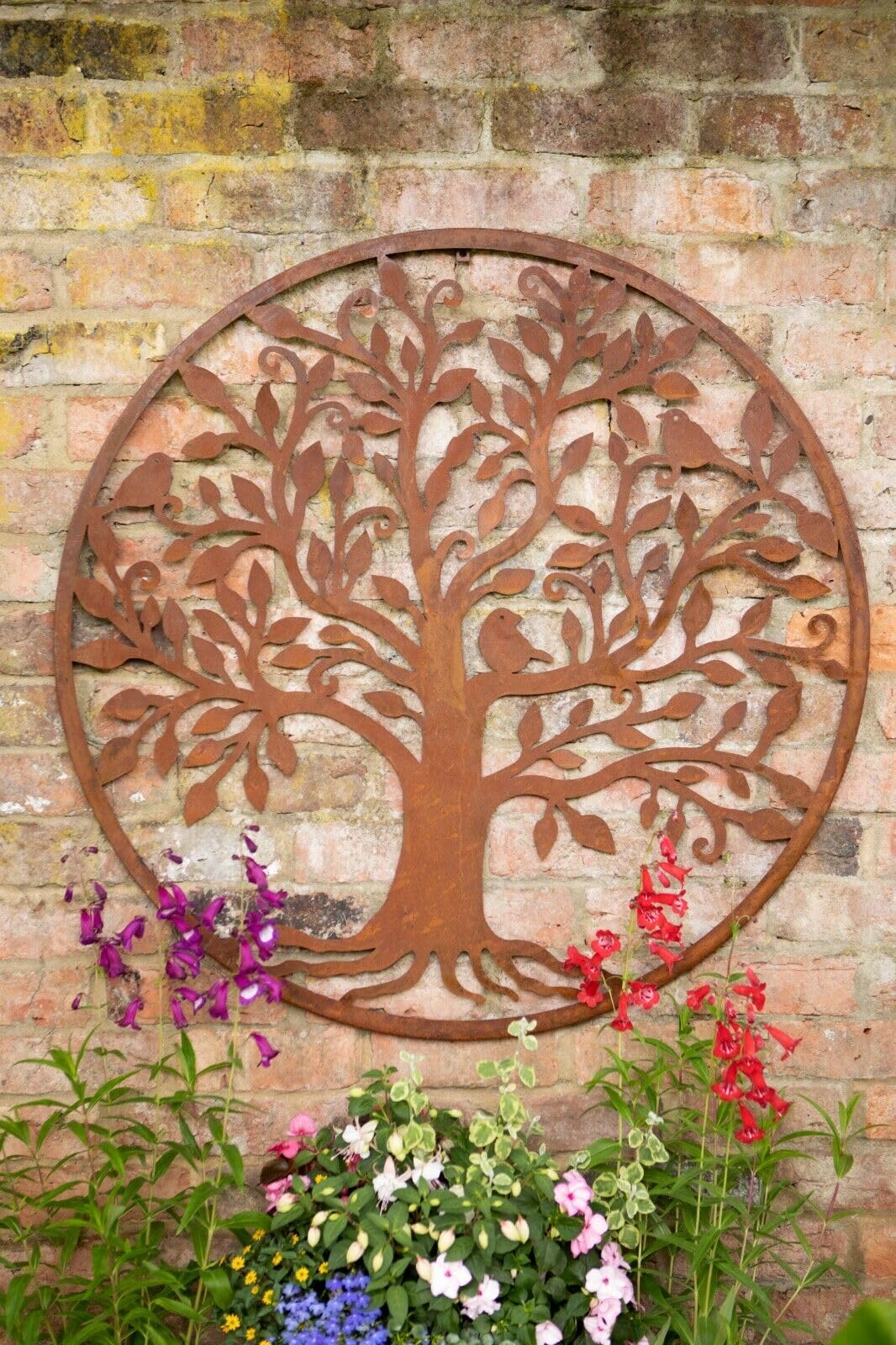 Rustic Round Steel Tree And Bird Screen Wall Art Plaque 1M Diameter from B&Q