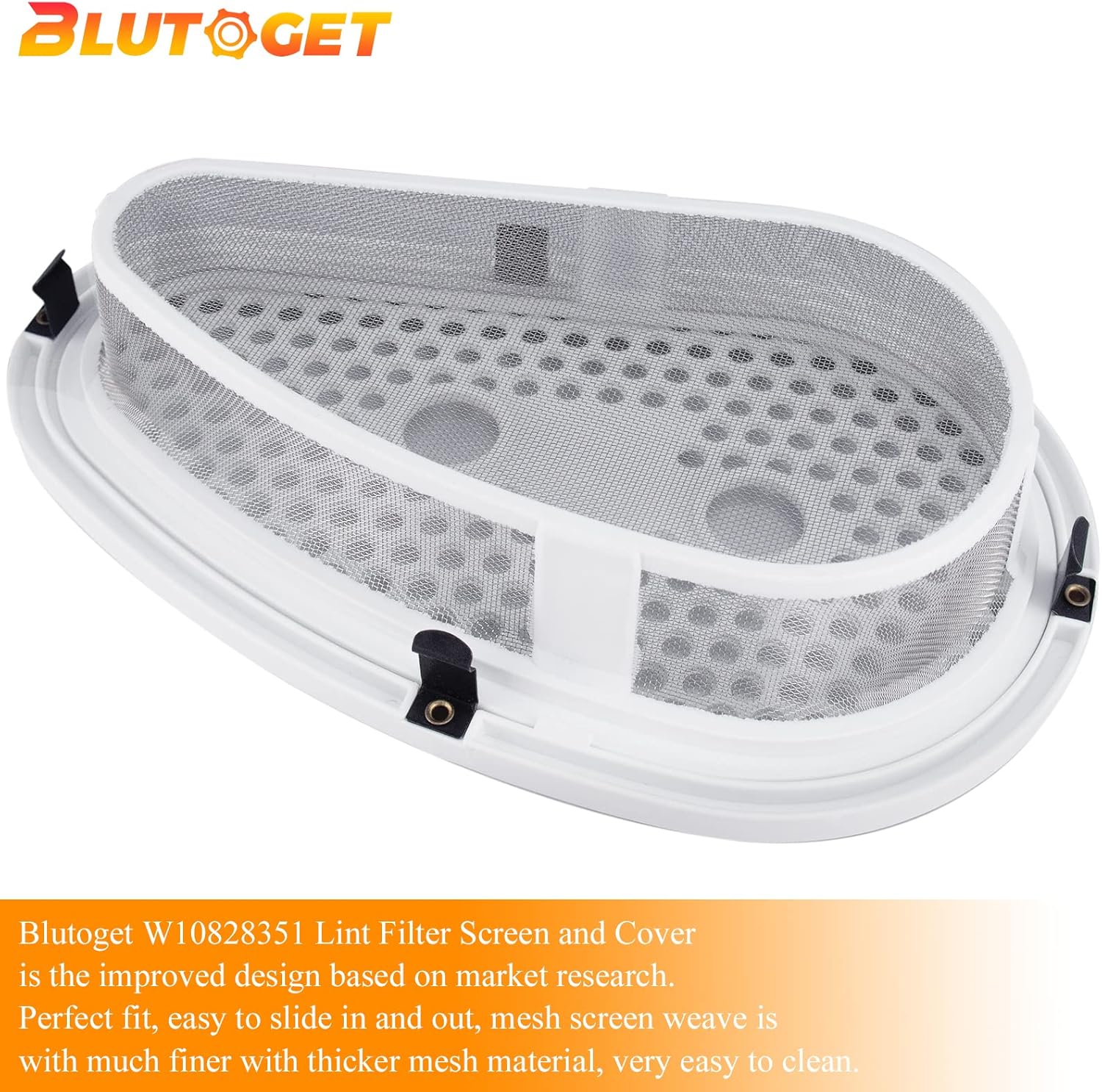 Upgraded W10828351 Dryer Lint Filter Screen & Cover by Blutoget - Compatible for Kenmore Whirlpool Stackable Washer/Dryer Lint Trap -Replaces 8531964 8531967 8531966 AP5985829-1 YEAR GUARANTEE