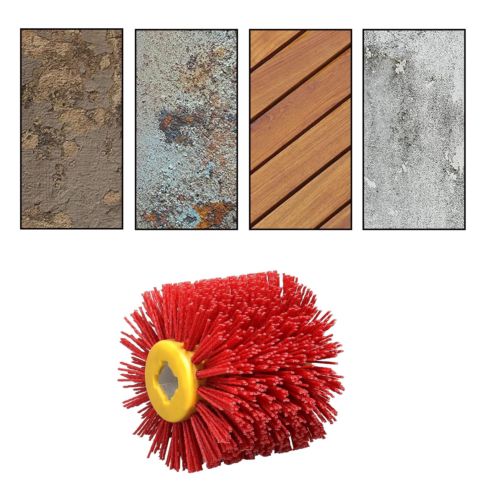 Cepillo de tambor de nailon para eliminar rebabas y manchas, herramienta de limpieza de grano 240 para restauración de superficies de metal, madera y pintura