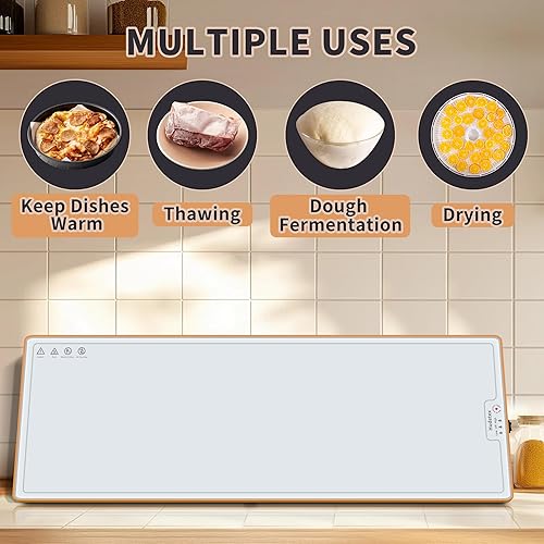 Miniatura 7 de Tapete de calentamiento para alimentos (extra largo de 40 x 12 pulgadas), bandejas de calentamiento para bufés, fiestas y uso diario, calentador de