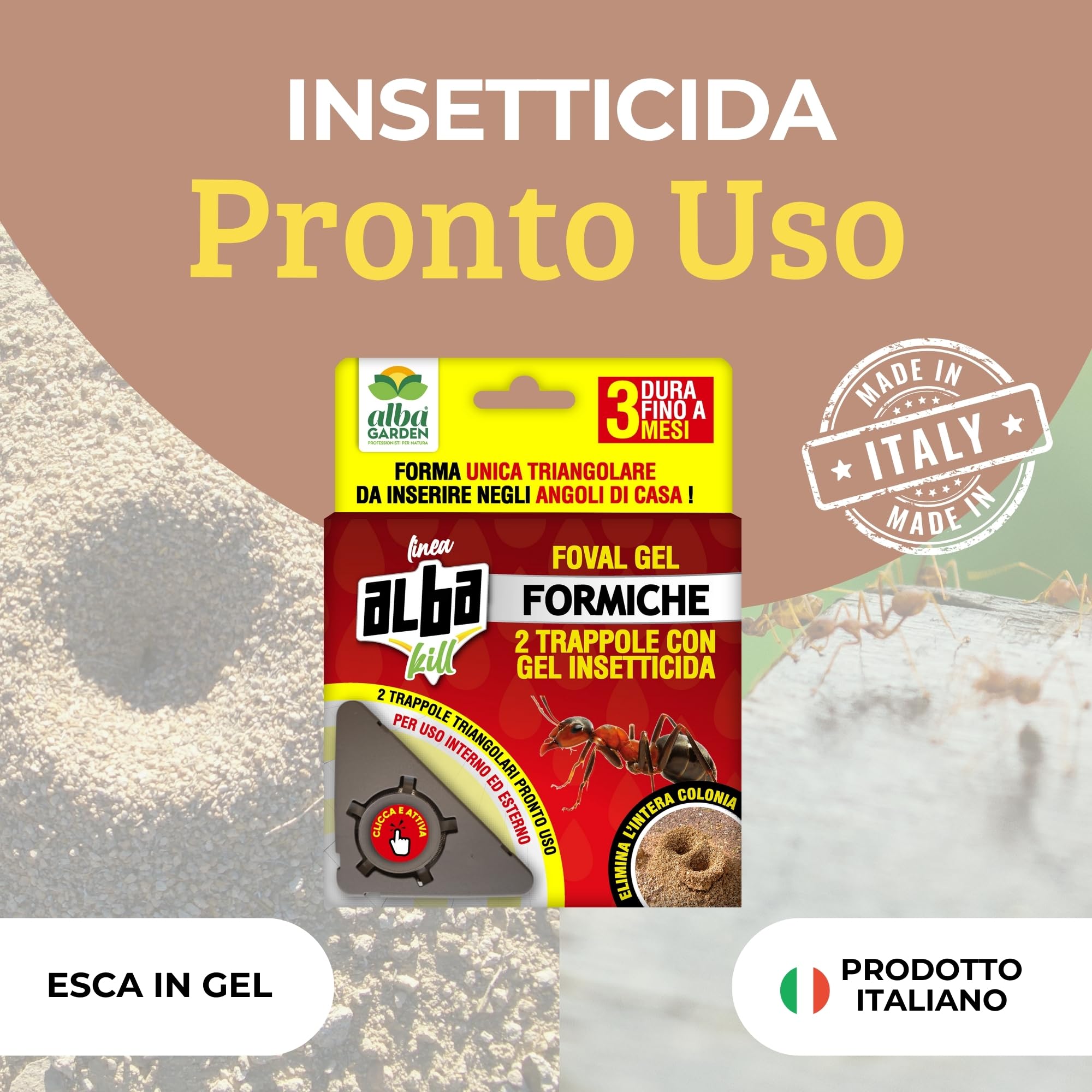 Albagarden - Trappola Formiche con Gel Insetticida - Casette con Esche in Gel Insetticida - Anti Formiche - Pronto all'Uso x 24 Pz
