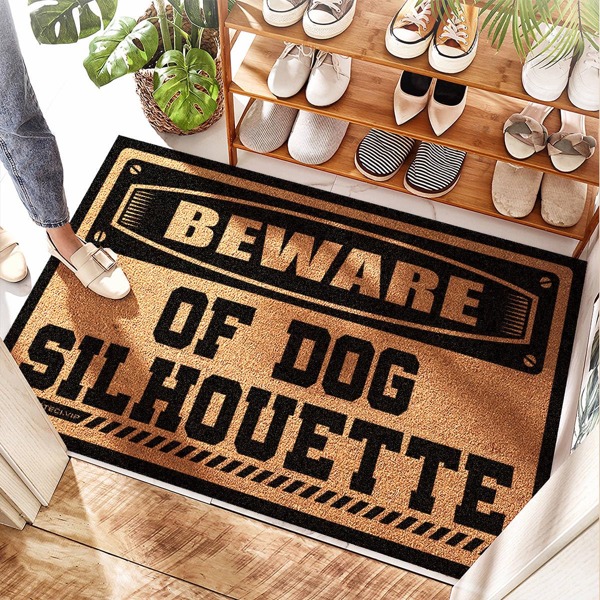 Paillasson personnalisé chien Beware Of Dog en polypropylène épais
