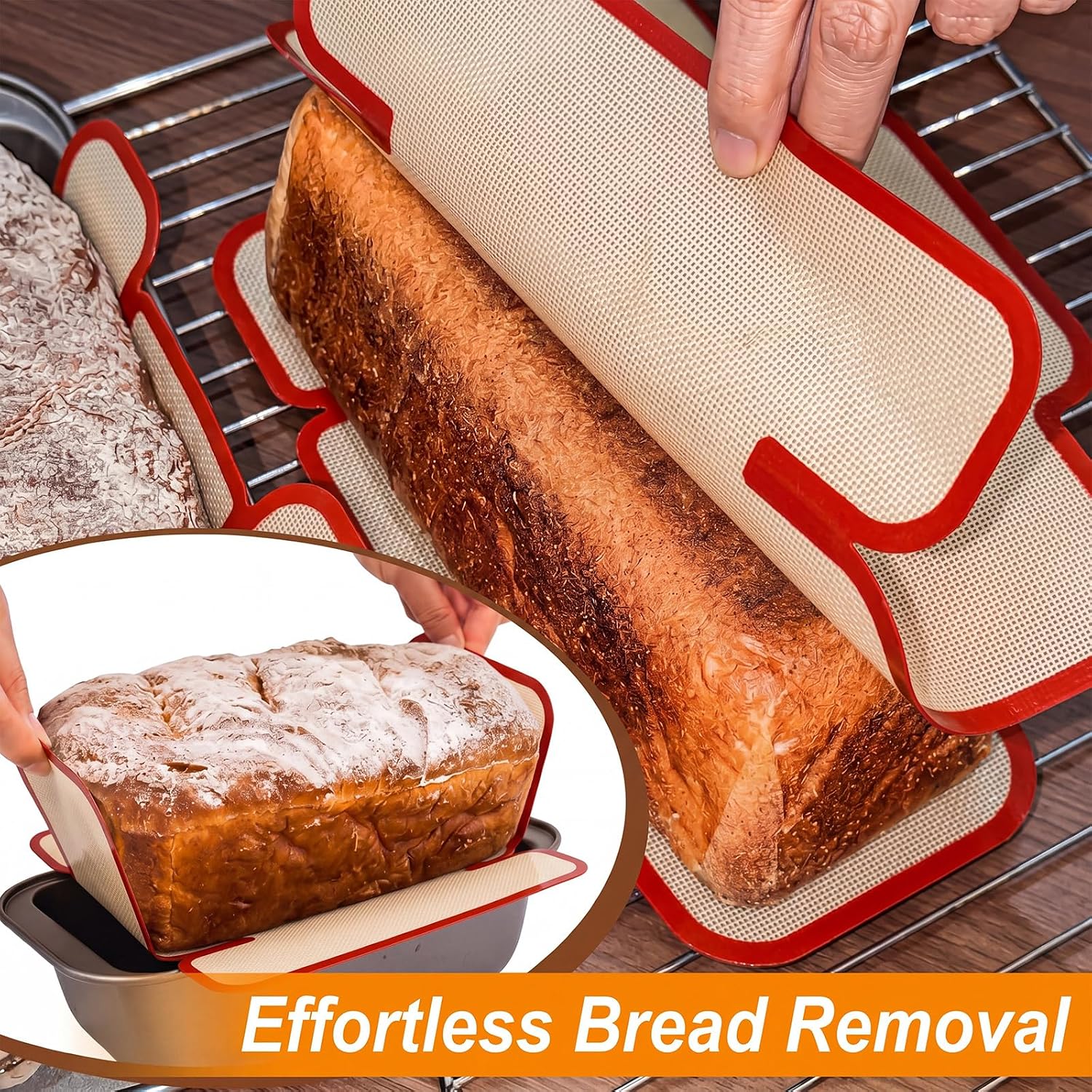 4 Pcs Silicone Loaf Pan Liners Fits 8x5, 9x5, 9.5x5 Inch Pans