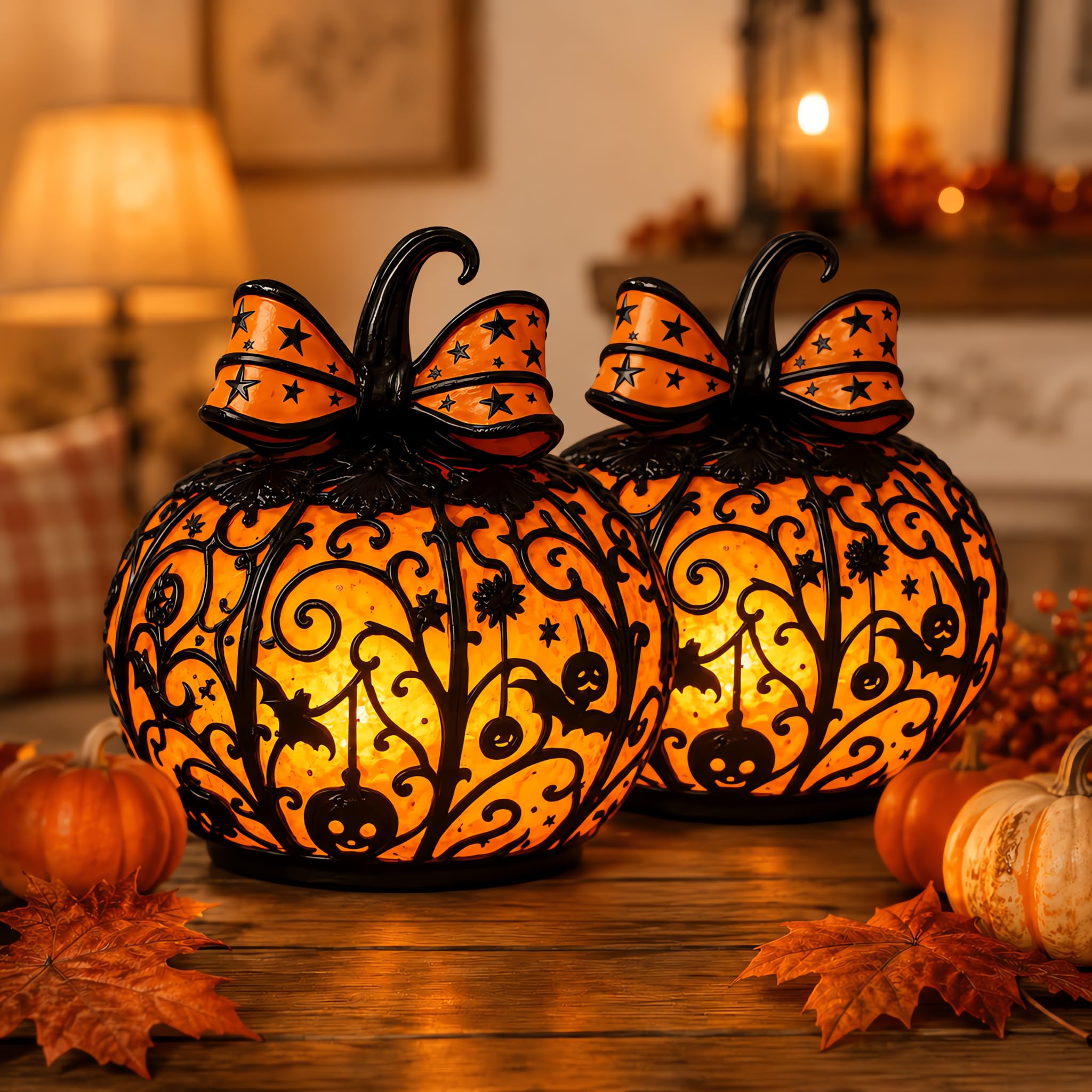 Halloween Pumpkin Resin Table Lamp, Light up Pumpkins Lights Night Light — image 1