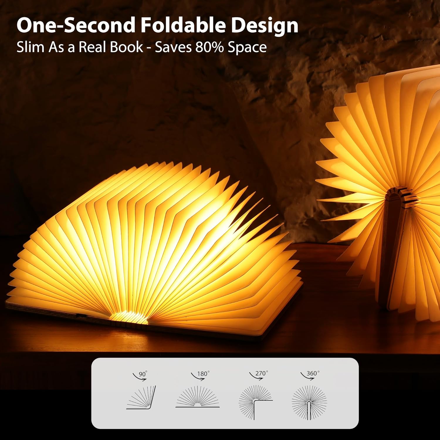 Unique Gifts for Book Lovers Women, 12 Colors Portable Book Lamp with Remote, Folding Book Light, Lovely Gift for Christmas, Birthday, Back to School & Bookshelf & Home Decor (Walnut)