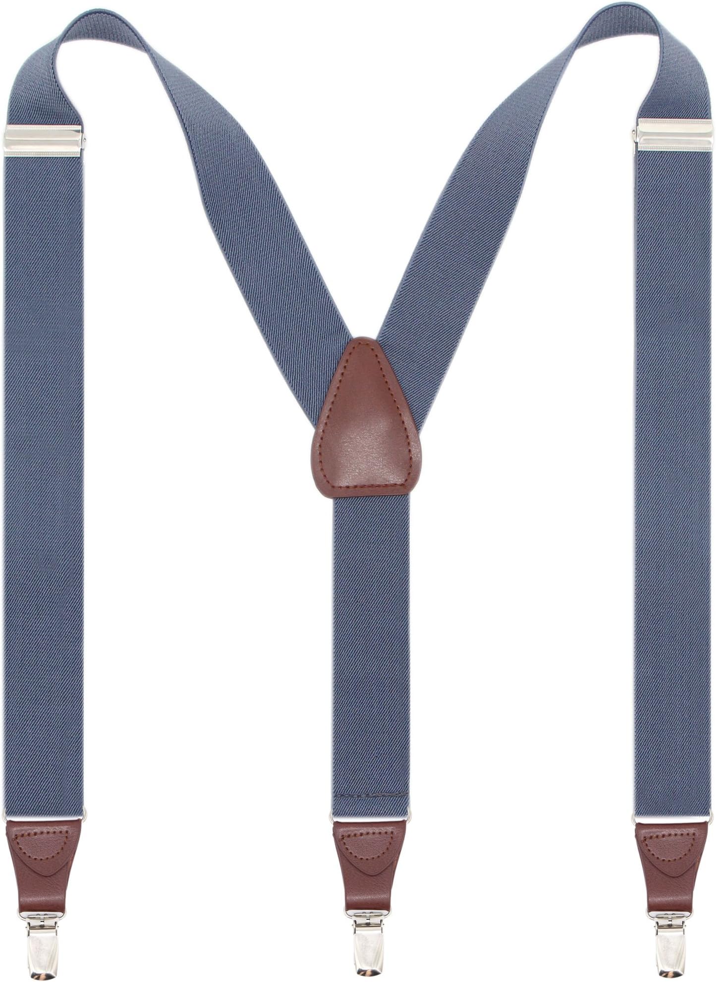 BiotertiMen’s Y-shape 1.4 Inch Suspender -3 Metal Clips, Elastic Straps