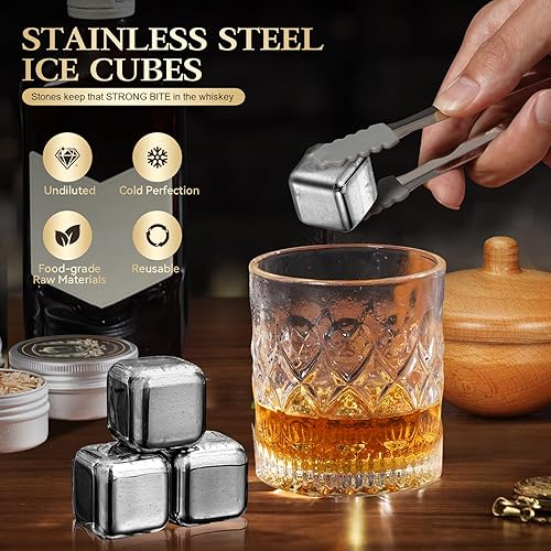 Miniatura 7 de G GOOD GAIN Kit de ahumador de whisky con antorcha, kit de infusor de ahumador de cóctel a la antigua, chips de madera de 6 sabores, 4 piedras de