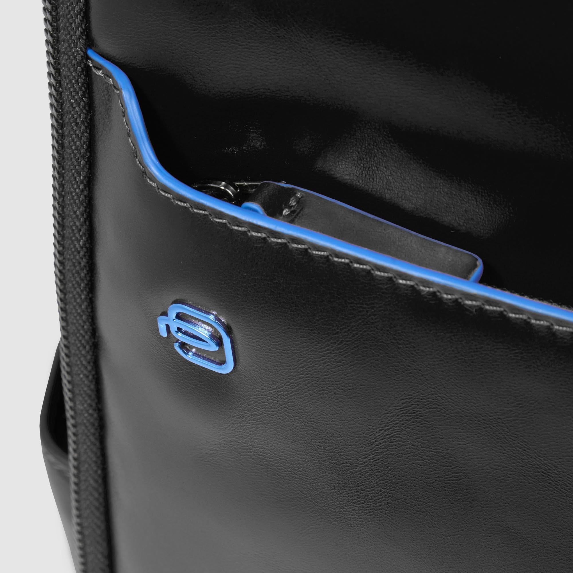 Piquadro - Sac à Dos Fast-Check Porte-PC 14" en Cuir - Homme - Noir