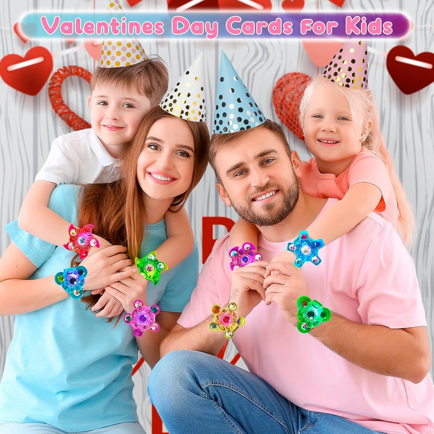 Valentines Day Gifts for Kids, 24 Pack Valentines Day Cards with Fidget Spinner, Valentines Cards for Kids Classroom, Stress Relief Toys for Classroom Exchange, Valentines Party Favors for School