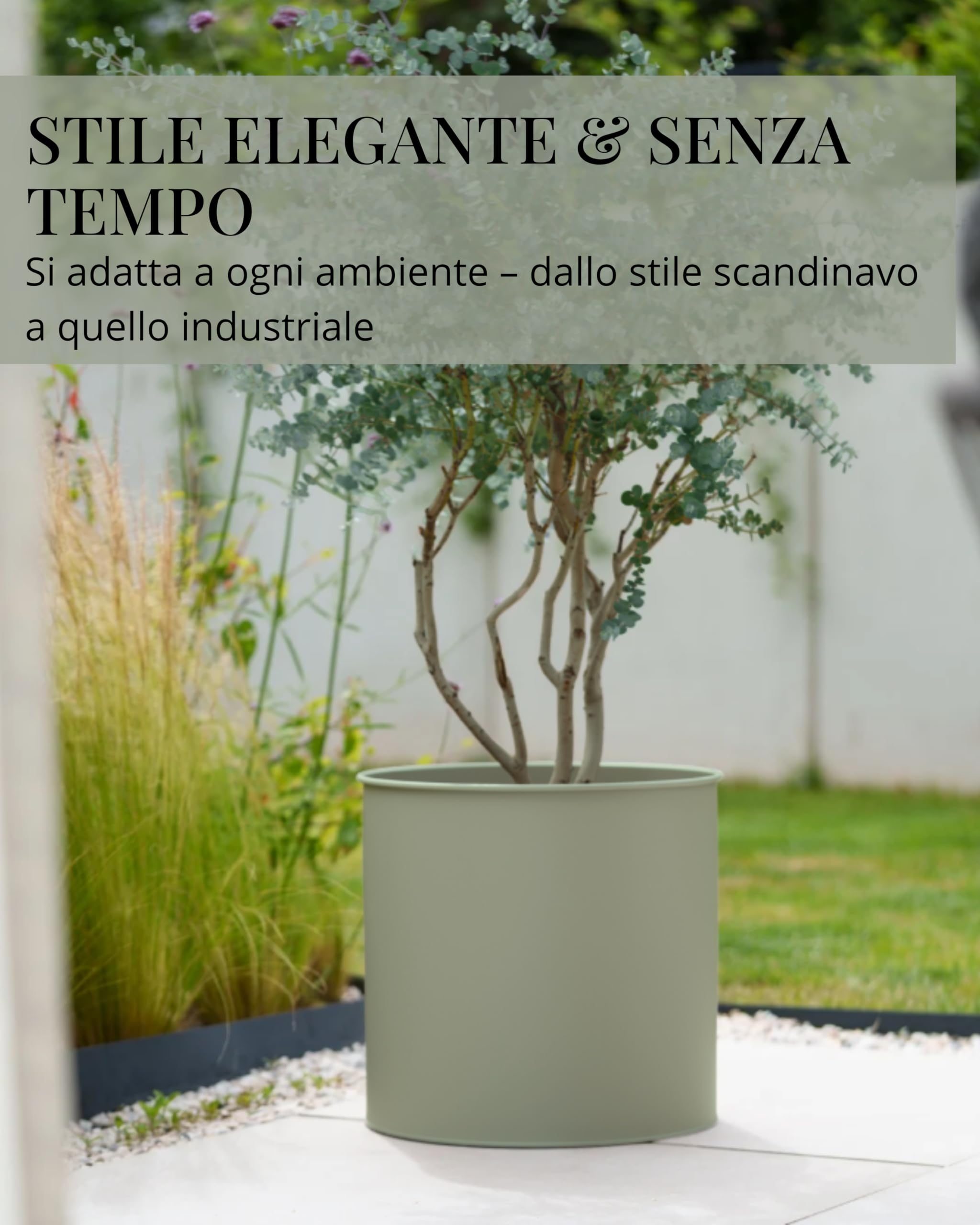 LIVLIG - Set di 3 vasi da fiori, 25 cm, 31 cm e 40 cm, grandi per esterni e interni, vasi zincati, colore: verde