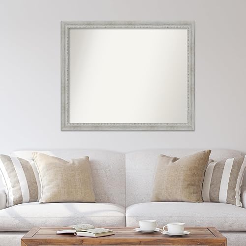 Miniatura 4 de Amanti Art Espejo de baño blanco para sobre el fregadero, 37 x 45 pulgadas, espejo de tocador rectangular de lavado blanco rústico, marco de madera