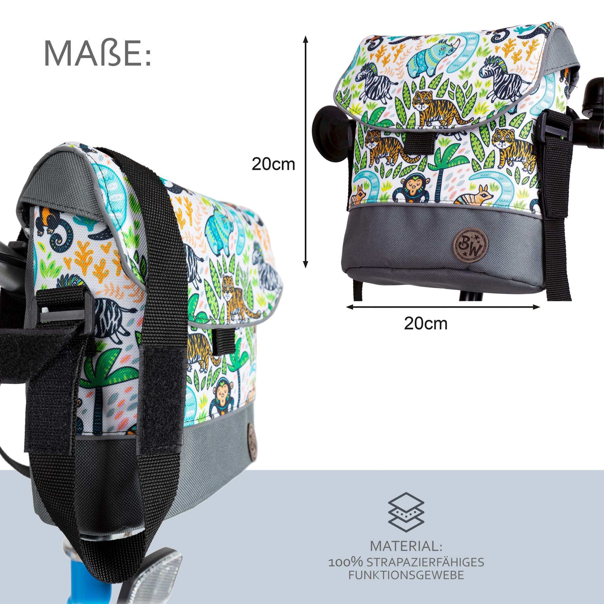 BAMBINIWELT Kinder Lenkertasche – Fahrradtasche für Kinder, Laufradtasche & Lenkerkorb mit Schultergurt – kompatibel mit Puky, Woom & Roller – wasserabweisend & robust, Farbe: Modell 25