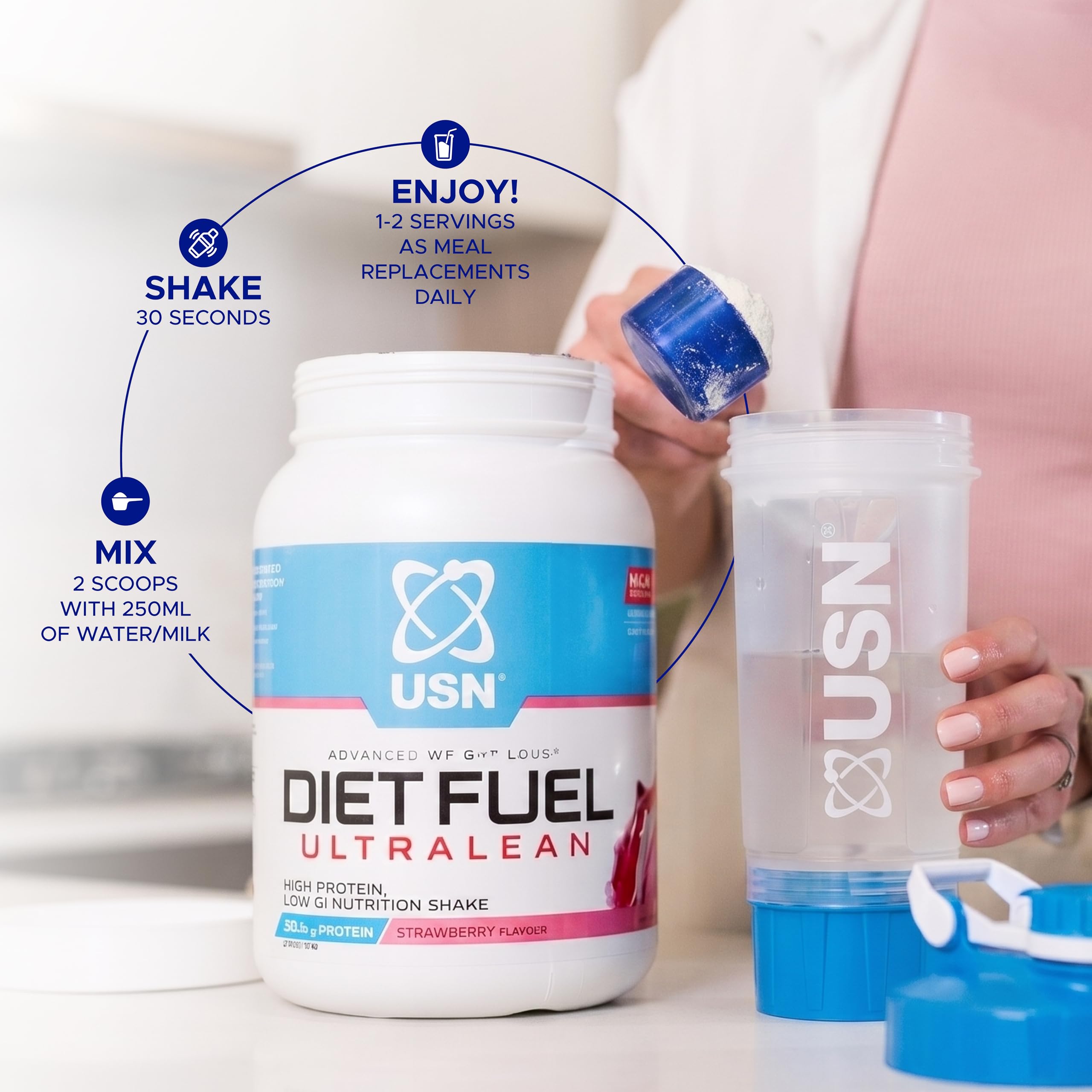 USN Diet Fuel Ultralean (2000g) Fraise - Protéines - Substitut de repas