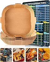 Vista 1 de Forro de papel desechable para freidora de aire, 120 forros cuadrados de papel pergamino antiadherentes de 6.3 pulgadas, a prueba de aceite, papel