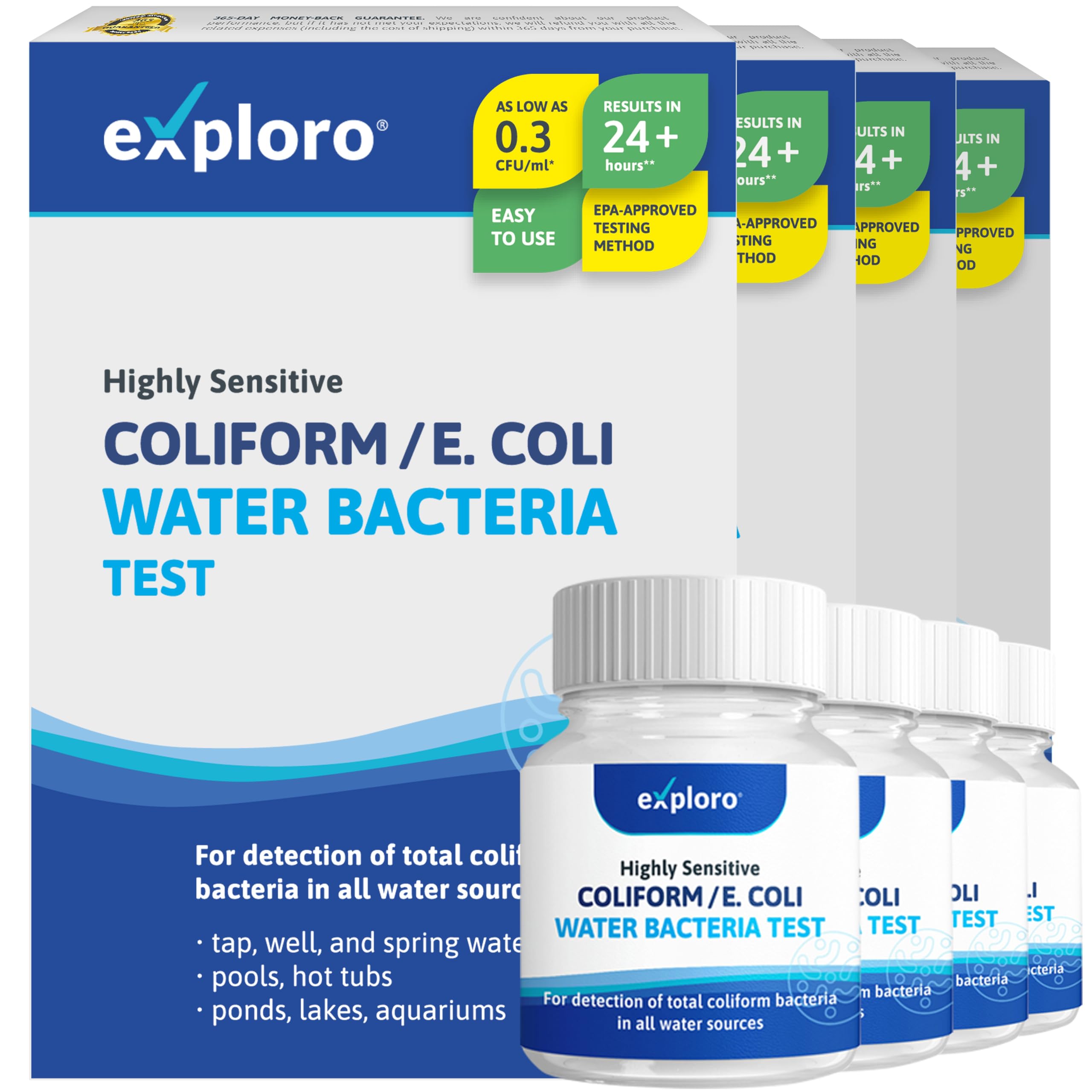 Exploro® DIY Bacteria in Water Test Kit – Results 24-72 Hrs – Water Bacteria Test Kit – EPA Approved - Well Water Bacteria Test Kit - Lake Water Test