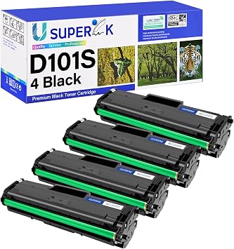 D101S 4 Pack Compatible Black Toner Cartridge Replacement for Samsung MLT-D101S MLTD101S D101S 101S Work with ML-2166W ML-2160 ML-2165 SCX-3405W ML-2165W SCX-3405FW SCX-3400 Printer